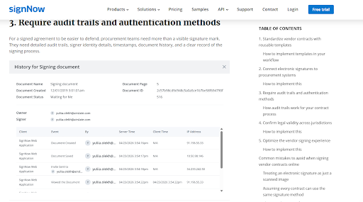 eSignature Vendor
